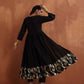 trueBrowns Black Metallic Flared Anarkali Kurta Set | Swadesiicart