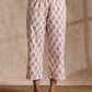 trueBrowns Pink Buta On White Block Print Cotton Kaftan Co-Ord Set - Swadesiicart