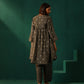 trueBrowns Grey Diamond Viscose Silk Yoke Gathered Co-ord Set - Swadesiicart