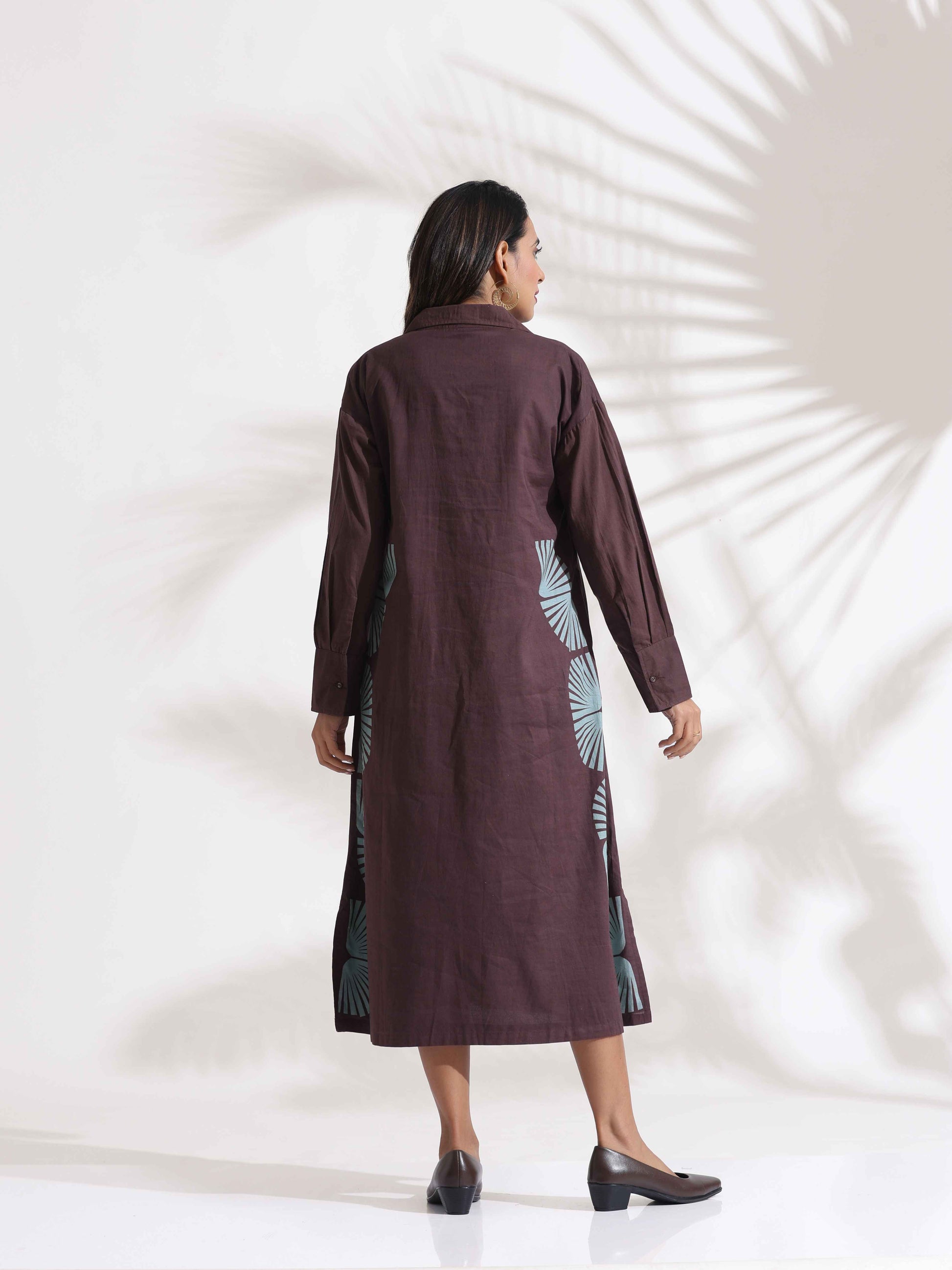 trueBrowns Cola Cotton Print A-line Dress | Swadesiicart