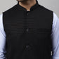 Even Apparels Men's Black Nehru Jacket With Welt Pockets | Swadesiicart