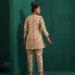 trueBrowns Pink Floral Cotton Printed Neck Pleat Co-ord Set - Swadesiicart