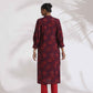 trueBrowns Purple Floral Print Kurta Set | Swadesiicart