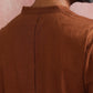 trueBrowns Men's Brown Cotton Mandarin Collar Stylized Kurta | Swadesiicart