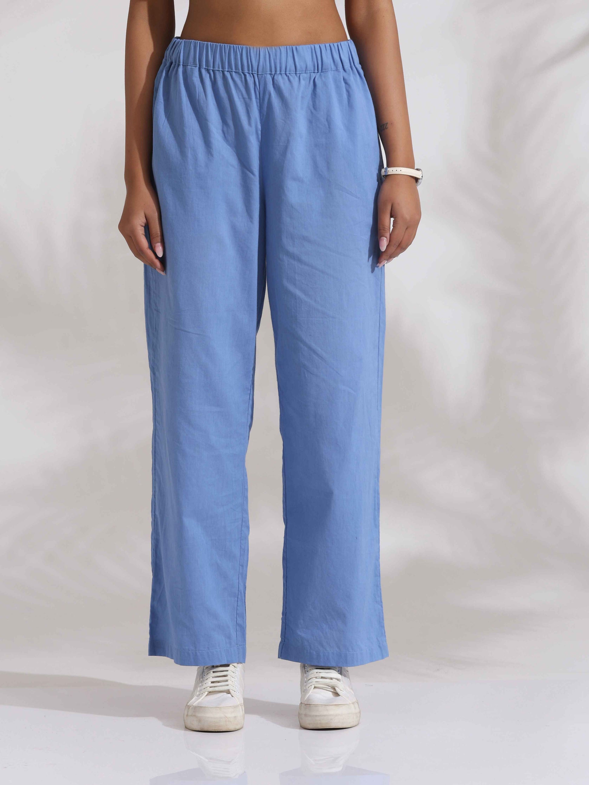 trueBrowns Blue Cotton Stripe Kurta Co-ord Set - Swadesiicart
