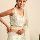 House of Panchhi Lime Green Net Sequins with heavy Zarkan embroidery Lehenga choli & Dupatta | Swadesiicart