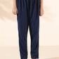 trueBrowns Blue Cotton Dobby Kurta Pant Set | Swadesiicart