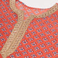 InWeave Women's Coral Blue Boota Print Gota Straight Kurta - Swadesiicart