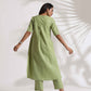 trueBrowns Green Slub Kurta Set | Swadesiicart