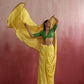 trueBrowns Lime Muslin Silk Saree | Swadesiicart