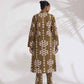 trueBrowns Olive Green Cotton Stripe Print Shirt Kurta Set | Swadesiicart