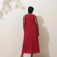 trueBrowns Maroon Cotton Linen Dress | Swadesiicart