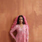 trueBrowns Pink Print Flared Anarkali Kurta Set | Swadesiicart