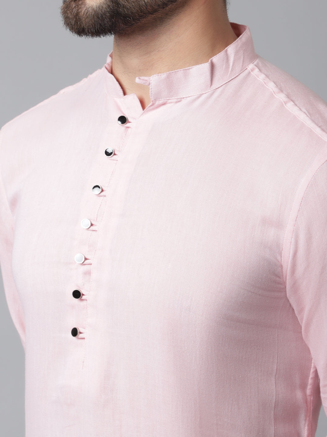 Even Apparels Pink Pure Cotton Kurta With Band Collar | Swadesiicart