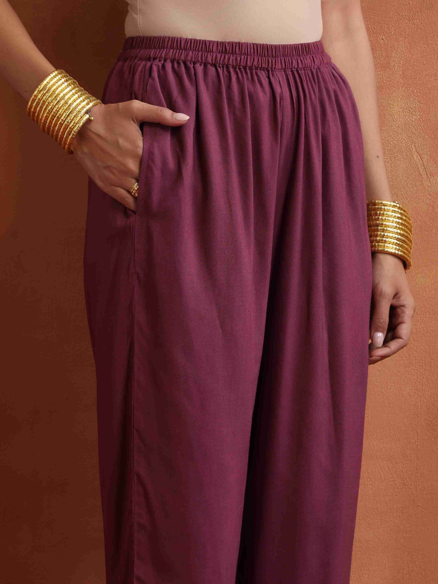 trueBrowns Purple Print Kurta Co-ord Set - Swadesiicart
