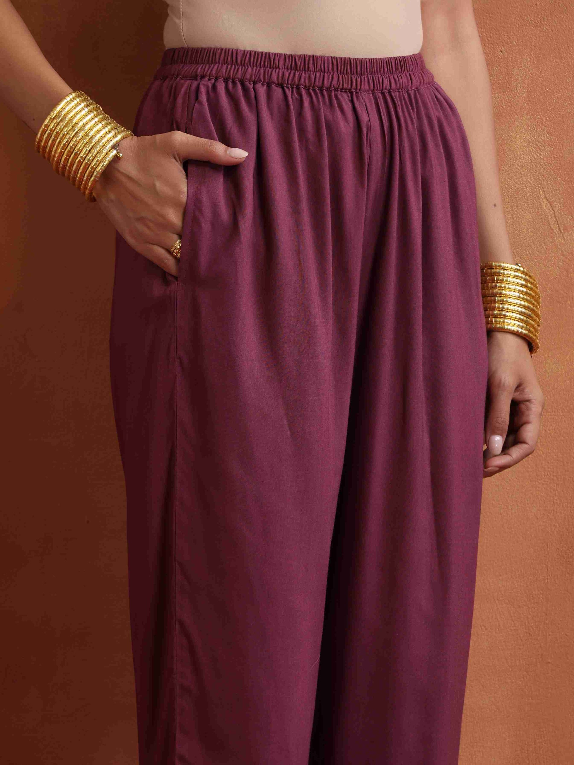 trueBrowns Purple Print Kurta Co-ord Set - Swadesiicart