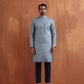 trueBrowns Men's Blue Chanderi Kurta | Swadesiicart