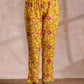 trueBrowns Sunshine Yellow Overall Floral Block Print Cotton Kurta Pant Dupatta Set | Swadesiicart