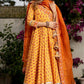 Pomcha Jaipur Mehar Light Brown Hand Block Anarkali Set | Swadesiicart