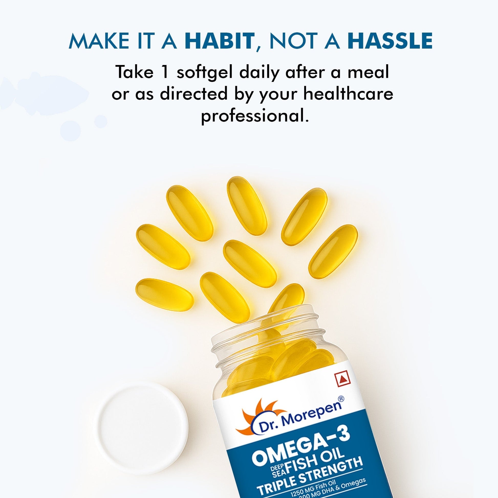 Dr Morpen Omega-3 1250Mg Deep Sea Fish Oil Triple Strength Softgel Capsules | Swadesiicart