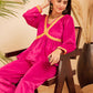 InWeave Women's Magenta Mughal Shaan Style Velvet Short Kurta Set - Swadesiicart