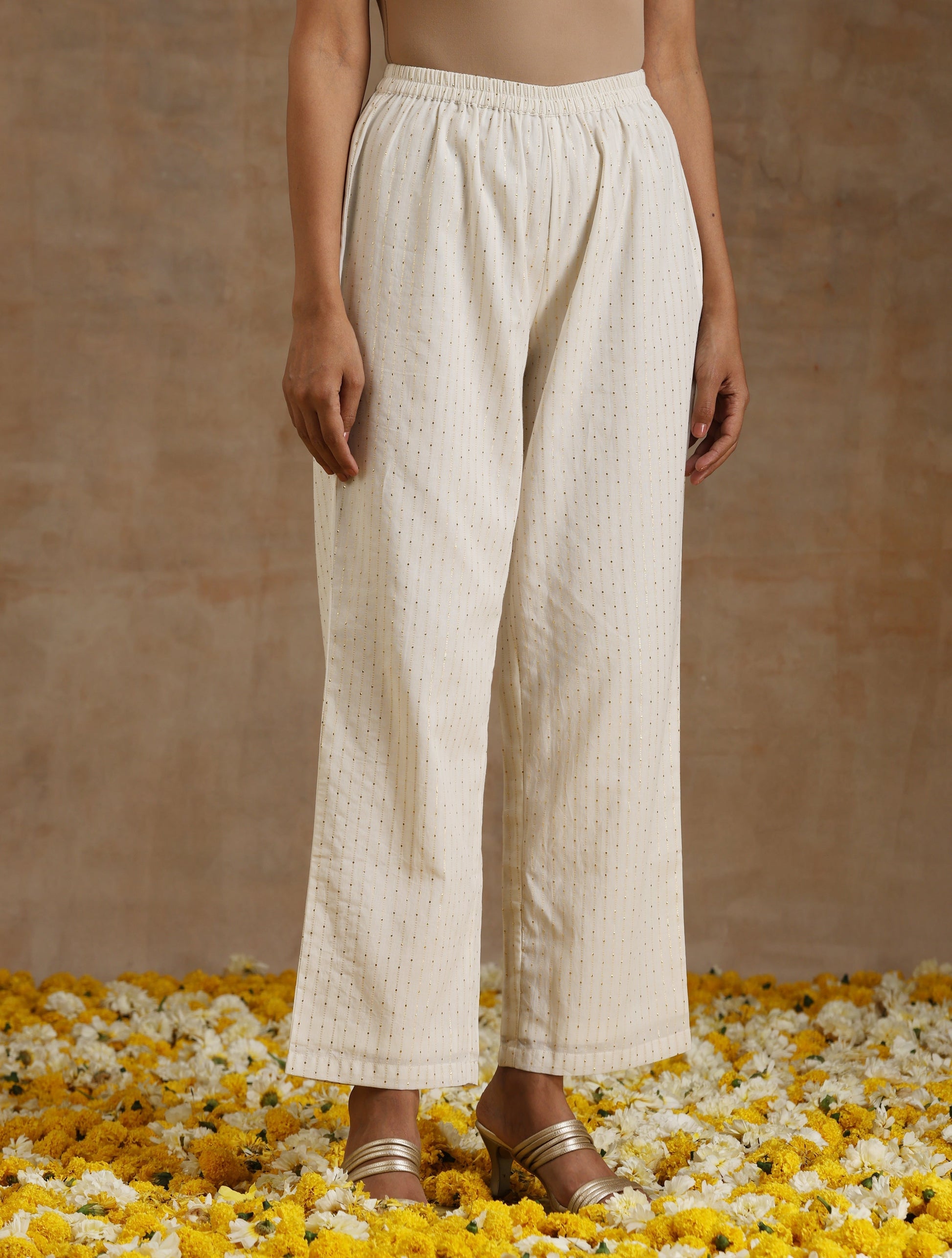 trueBrowns Ivory Gold Cotton Angrakha Kurta Set | Swadesiicart
