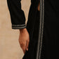 trueBrowns Black Velvet Embroidered Co-ord Set - Swadesiicart