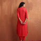 trueBrowns Red Print A-line Kurta Set | Swadesiicart