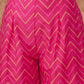 InWeave Women's Fuchsia S Print Twisted Neckline Kurta Pant Set - Swadesiicart