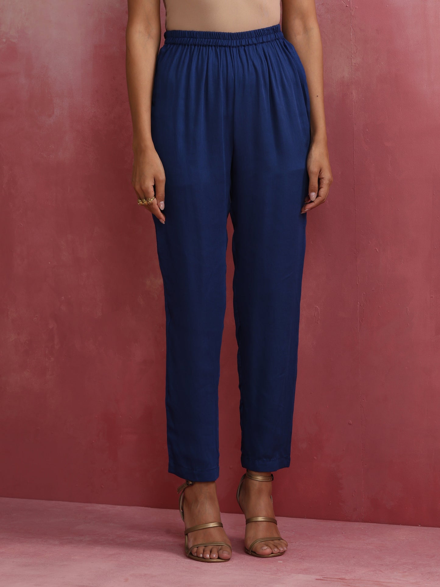 trueBrowns Blue Modal Kimono sleeve Kurta set | Swadesiicart
