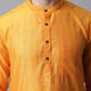 Even Apparels Yellow Check Kurta With Band Collar | Swadesiicart