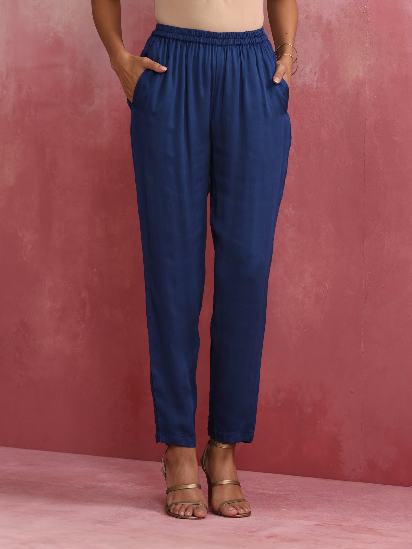 trueBrowns Blue Modal High Low Kurta Co-ord Set - Swadesiicart