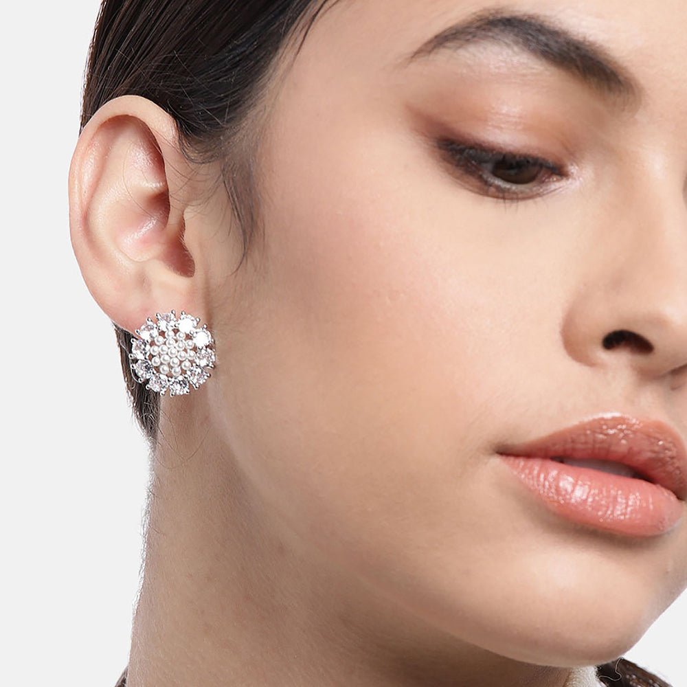 925 Sterling Silver Rose Gold-Polished Cz Heart Drop Earring For Women - Wahe Jewels - Swadesiicart