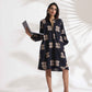 trueBrowns Black Cotton Print Short Dress | Swadesiicart