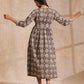 trueBrowns Clay Dabu Overall Print Cotton Wrap Dress | Swadesiicart