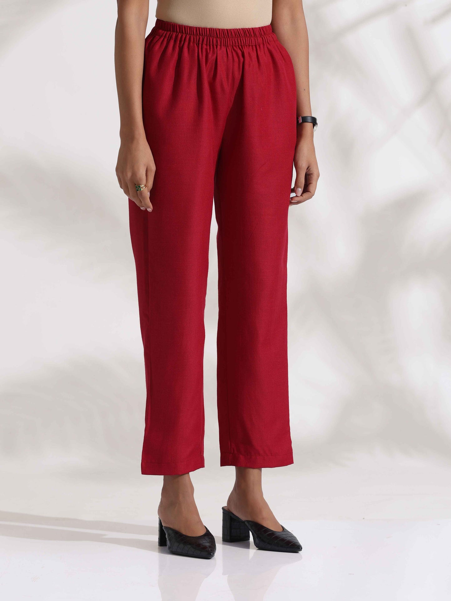 trueBrowns Maroon Slub Co-ord Set - Swadesiicart