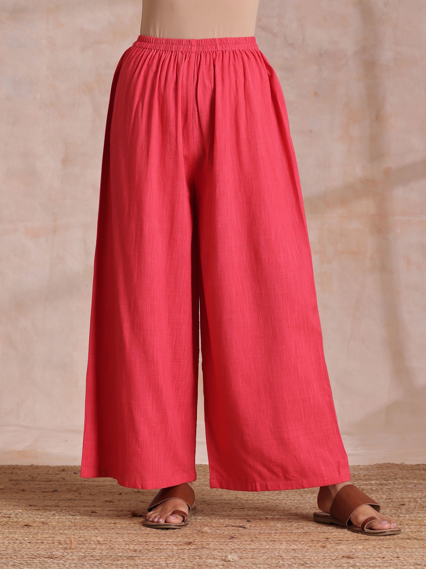 trueBrowns Pink Brown Overall Floral On White Block Print Cotton Slit Kurta Pant Set | Swadesiicart