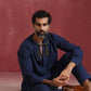 trueBrowns Men's Navy Cotton Mandarin Collar Kurta Co-ord set - Swadesiicart