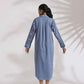 trueBrowns Blue Cotton Floral Embroidered Dress | Swadesiicart
