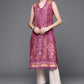Biba Women Purple & Brown Pure Cotton Ethnic Motifs Printed V-Neck Sleeveless Kurta - Swadesiicart