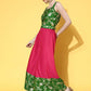 InWeave Women's Green Brocade Strappy Top W Fuchsia Green Brocade Palazzo Set - Swadesiicart