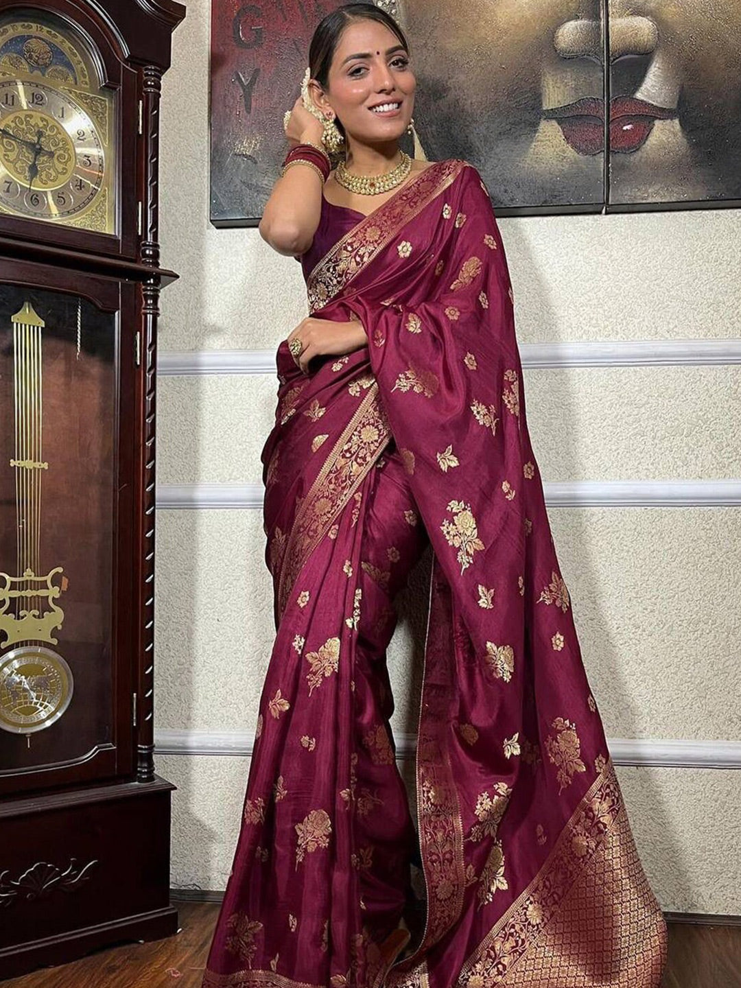 Kalini Woven Design Zari Banarasi Saree | Swadesiicart