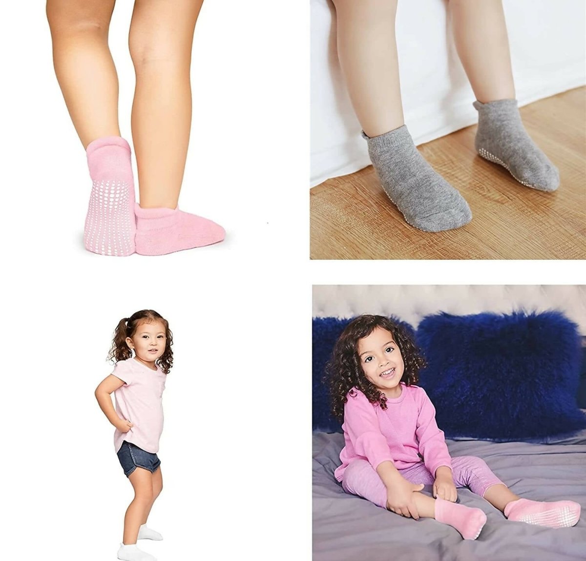 AHC Baby Socks Anti Slip Anti Skid Boys Girls Ankle Length Soft Cotton Socks with Grip
