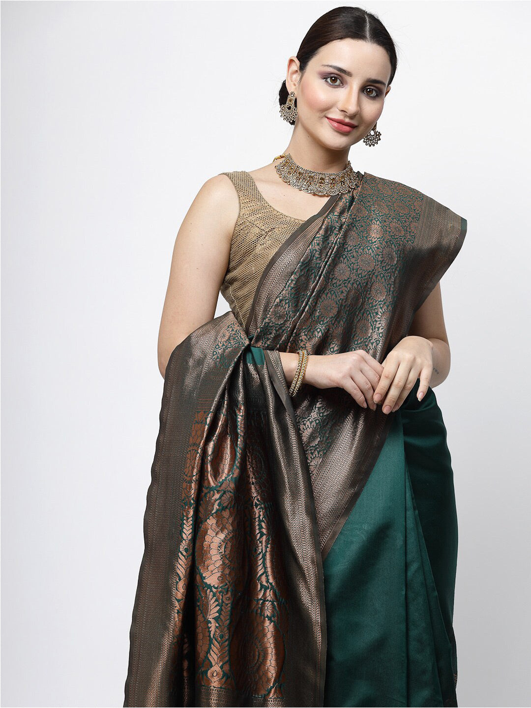Kalini Ethnic Motif Woven Design Zari Banarasi Saree | Swadesiicart