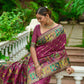 Vishnu Weaves Women's Wine Banarasi Silk Kashmiri Woven Saree with Blouse - Swadesiicart