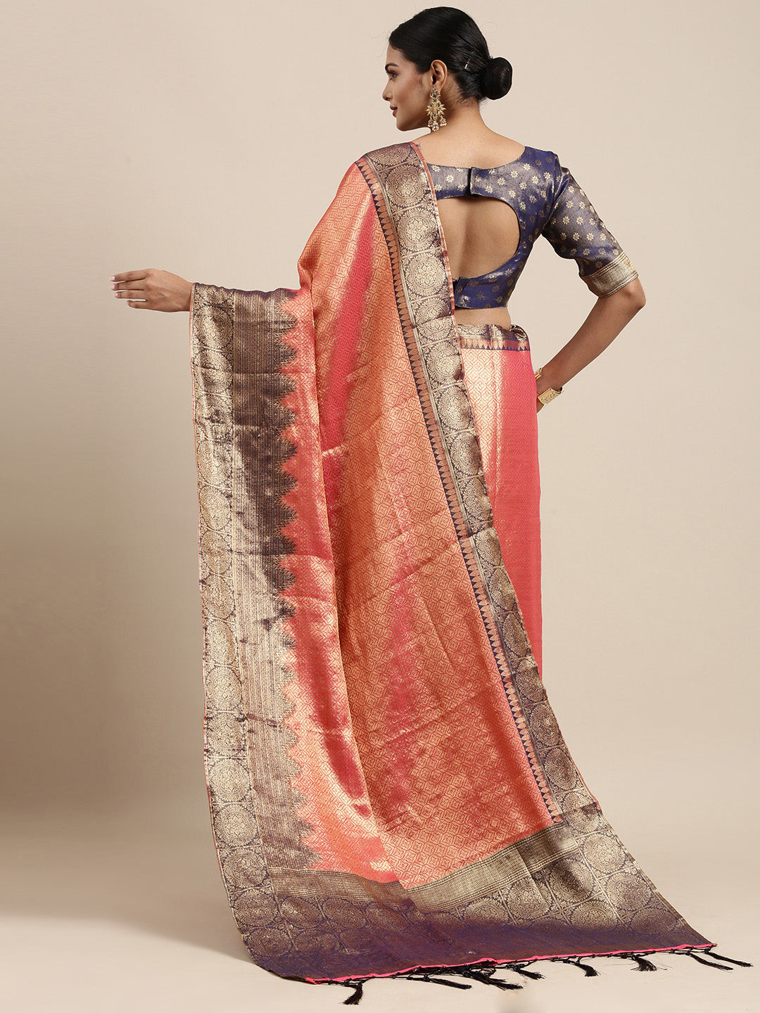 Saree Mall Pink Woven Design Zari Silk Blend Banarasi Saree | Swadesiicart
