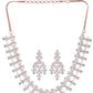 Saraf RS Jewellery Rose Gold-Polished White & Sea Green AD-Studded Handcrafted Jewellery Set - Swadesiicart