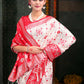 Shree Shyam Fashion Devistuti Red White Linen Cotton Saree