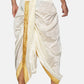Sethukrishna Men Cream & Golden Solid Dhoti | Swadesiicart