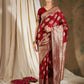 Sangria Red Ethnic Motifs Woven Design Zari Banarasi Saree | Swadesiicart